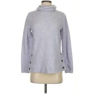 J.Crew‎ Lavender Turtleneck Sweater Button Side Wool Blend Size Medium